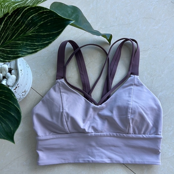 Lululemon Athletica Pushing Limits Long Line Strappy Mauve Sports Bra - 6 (M) - Picture 1 of 7